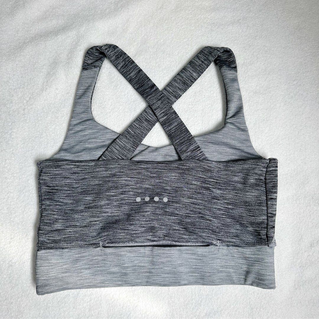 SOULUXE GRAY MARL CRISS CROSS SPORTS BRA DOUBLE LINED SMALL
