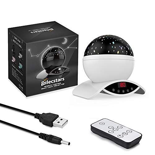 Elecstars Night Lights Rechargeable Star Projector with Remote Control and Timer Auto Off Design Rotating Projection Lighting Lamp Room Decor