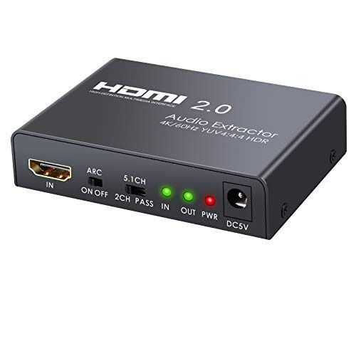 HDMI eARC Audio Extractor Splitter hdmi2.1 to hdmi Audio Adapter Converter  with L/R Coaxial SPDIF 3.5mm Stereo Audio Output Support 1080P 3D