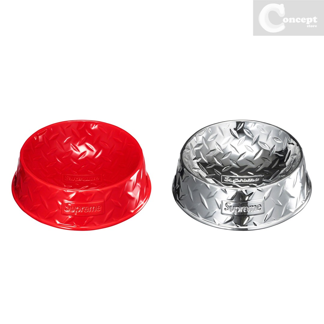 23SS Supreme Diamond Plate Dog Bowl Red-