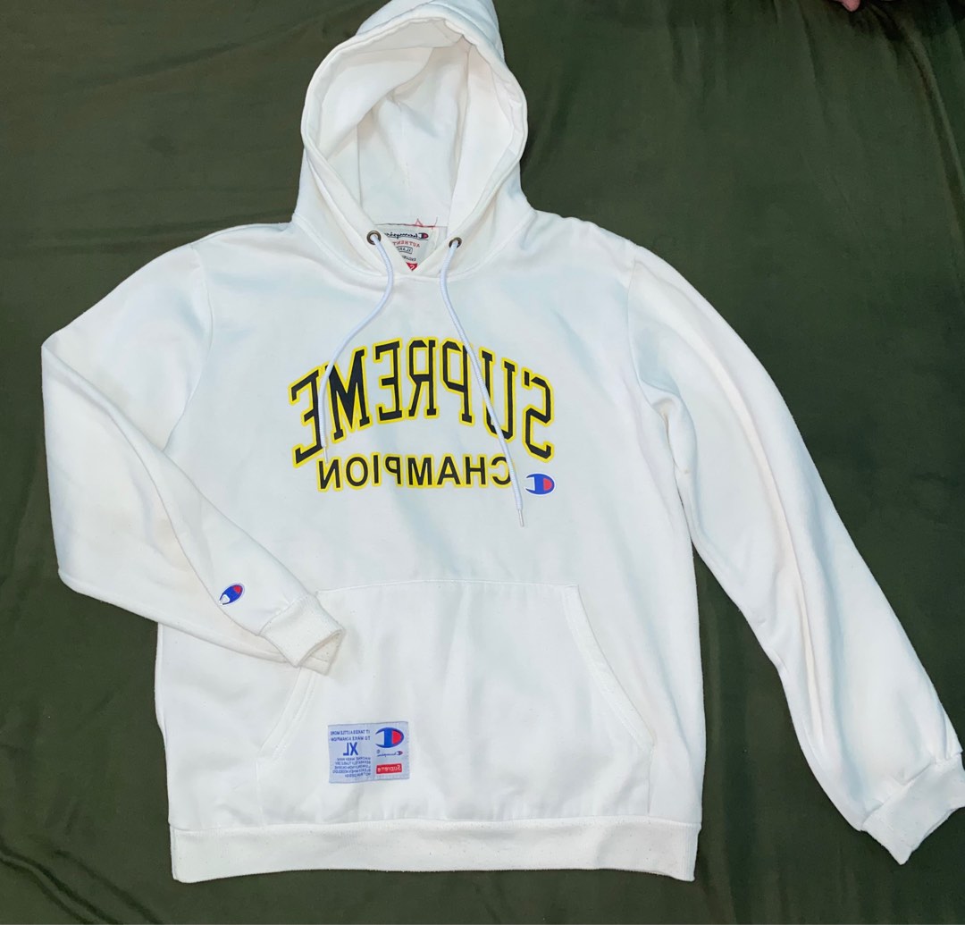supreme champion hoodie white