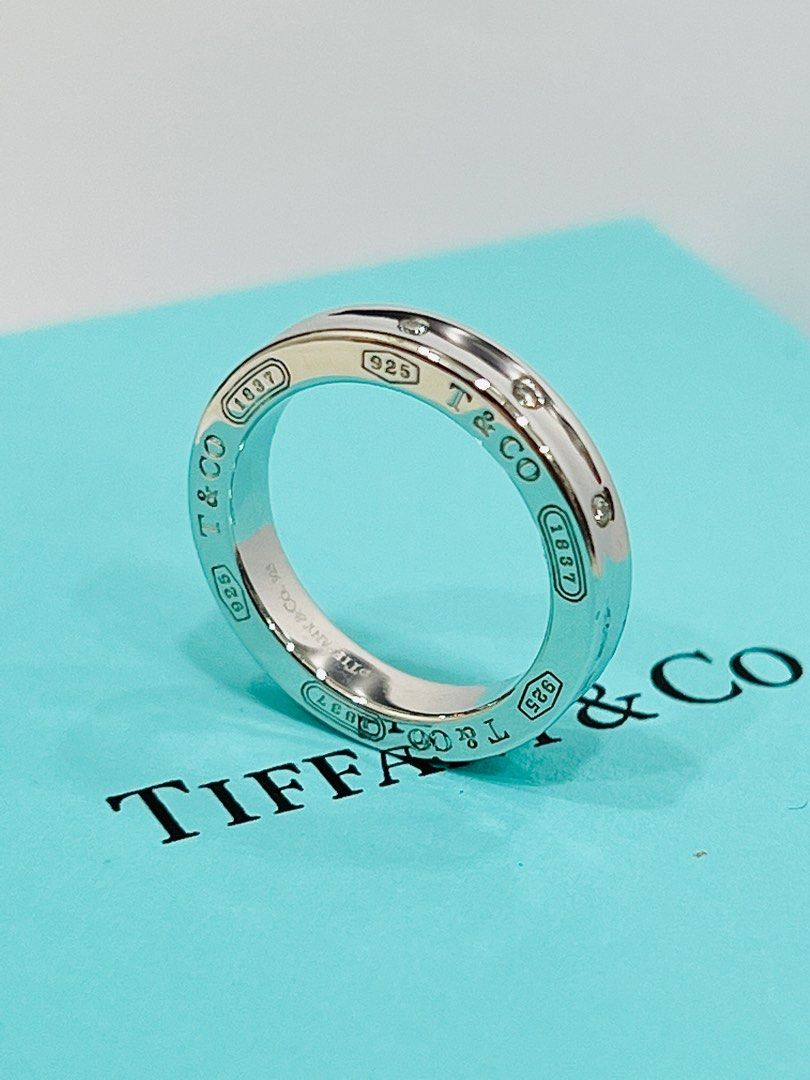 Tiffany Co. 1837 Triple 3 Diamond Band Ring R0579 Luxury