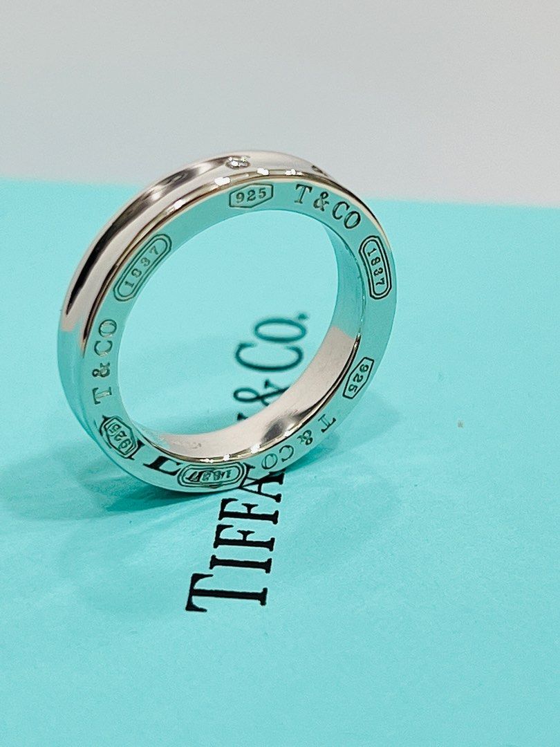 Tiffany Co. 1837 Triple 3 Diamond Band Ring R0579