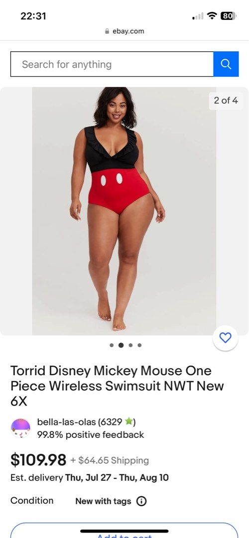 Torrid minnie mouse swimsuit top