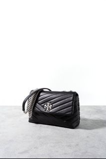 Tory Burch Kira Chevron Small Convertible Shoulder Bag in Black - Silver