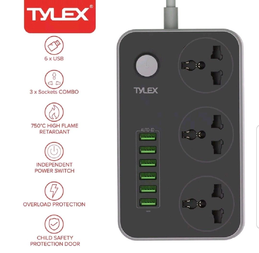 Tylex X-E01 6 USB Power Strip Extension Power Socket (Category: Electrical, Adaptors & Sockets) located in Manila. Submitted by reszchebij00288 (Listing ID 1240503702, Image 1). Description: Brand New.