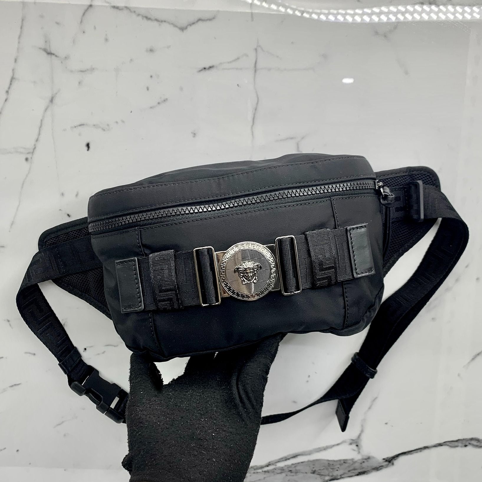 Versace medusa outlet nylon waist bag