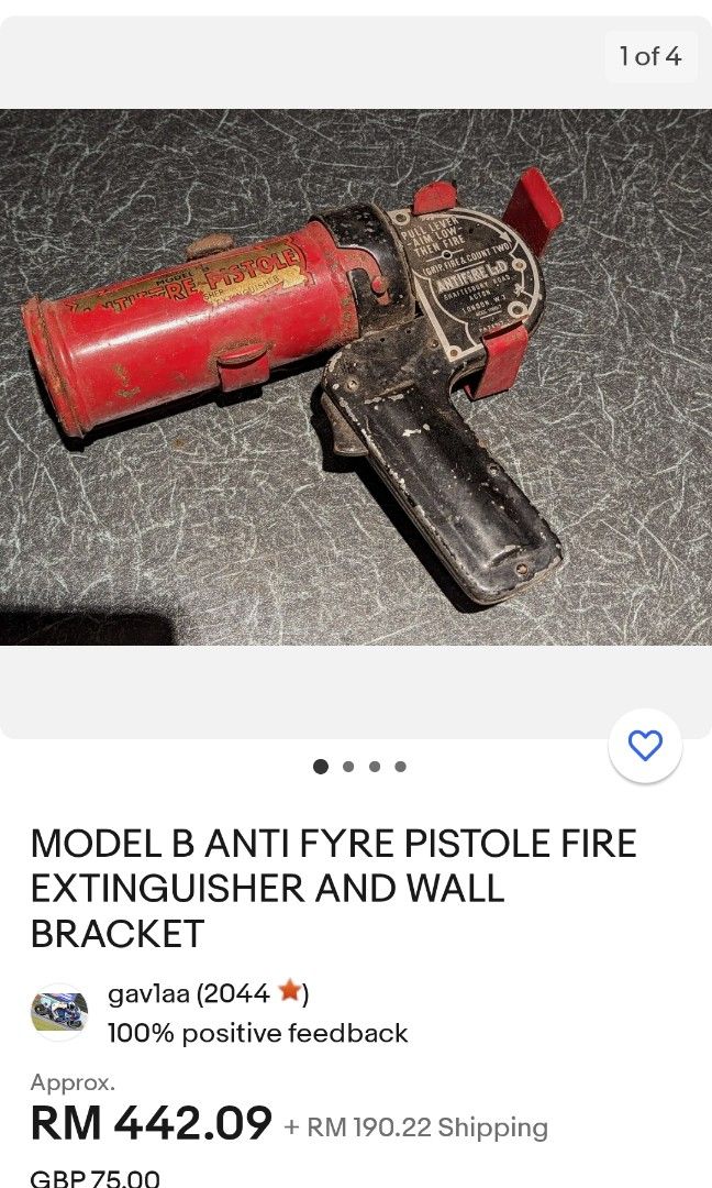 Vintage Fire Extinguisher Pistol Recharge MADE IN ENGLAND, Hobbies