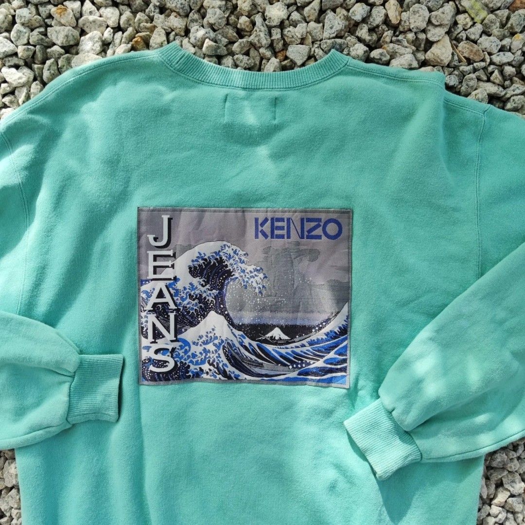 VINTAGE KENZO WAVE OF KANAGAWA LOGO SWEATER Fesyen Pria Pakaian