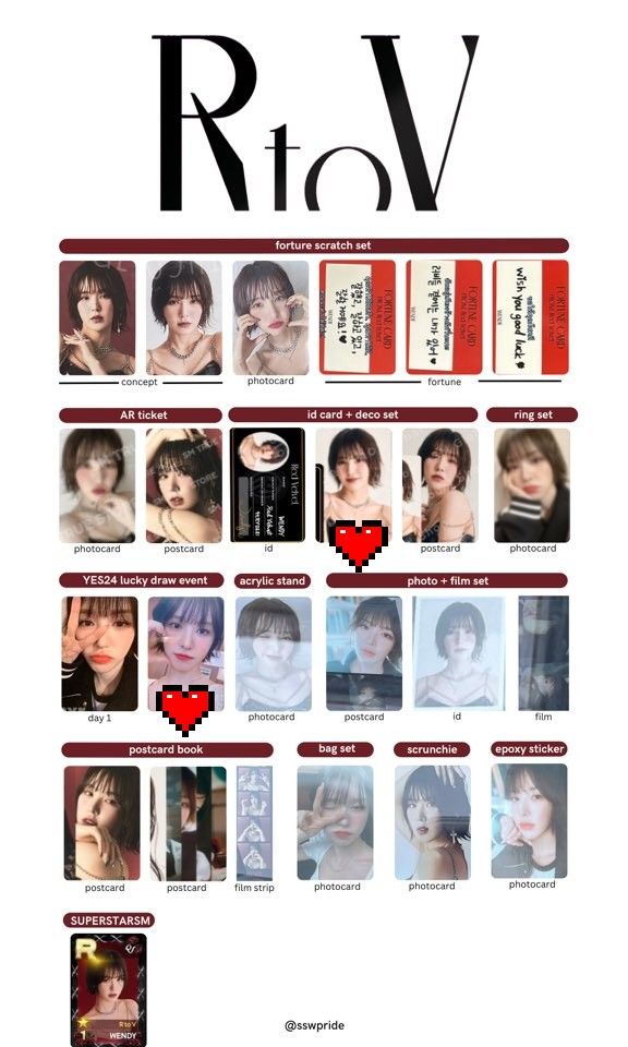 WTB/LF Red Velvet Wendy R to V Photocards (Deco Set & Yes24 Lucky 