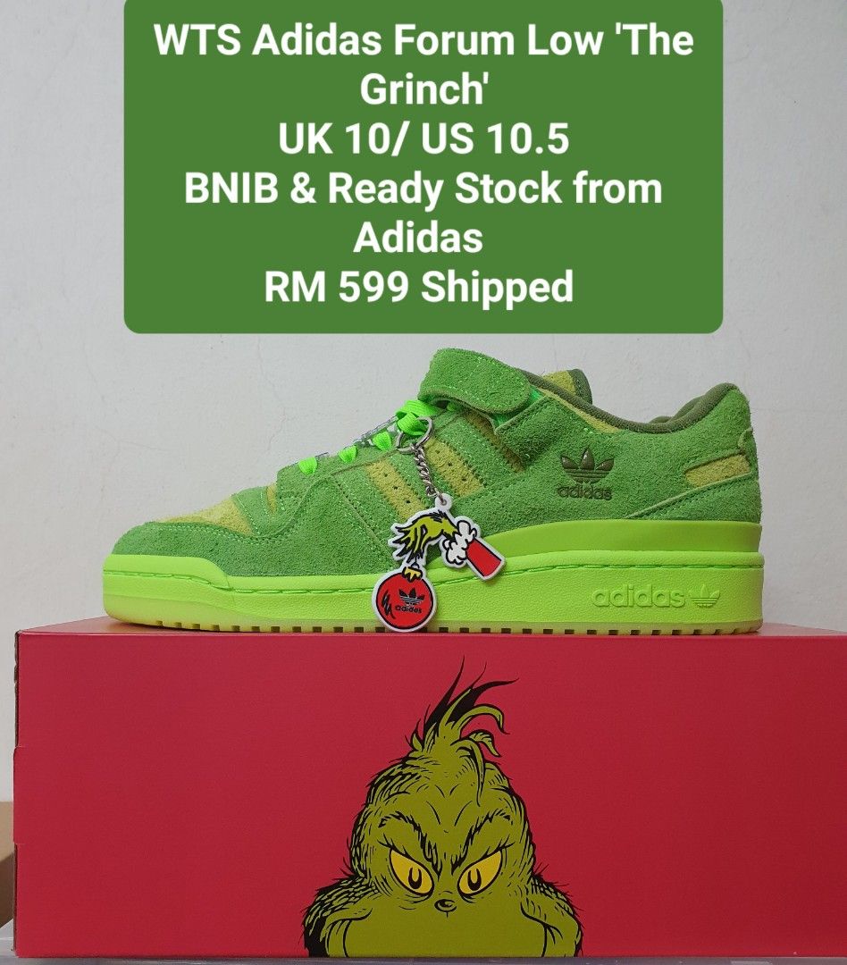 WTS Adidas Forum Low " The Grinch" UK10/ US10.5, Men's Fashion, Footwear,  Sneakers on Carousell