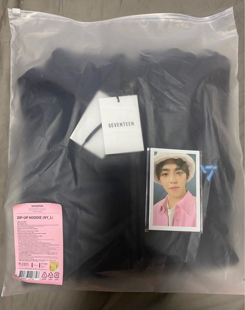 SEVENTEEN NEW_ ZIP フーディー グレー Lサイズ ジップアップライト