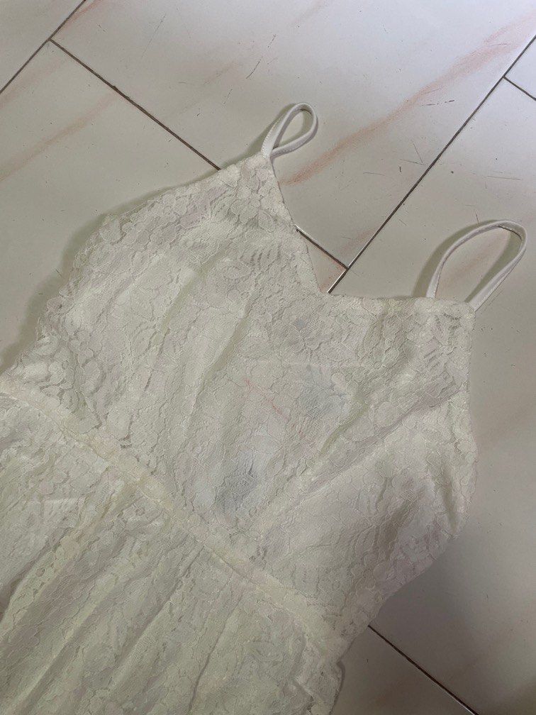 Zalora white lace store dress