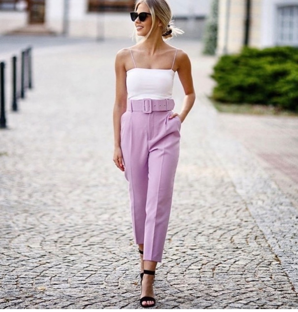 Zara purple belted pants clearance