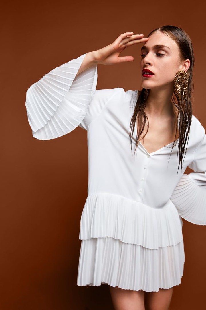 zara pleated tunic dress zara pleated blouse dress