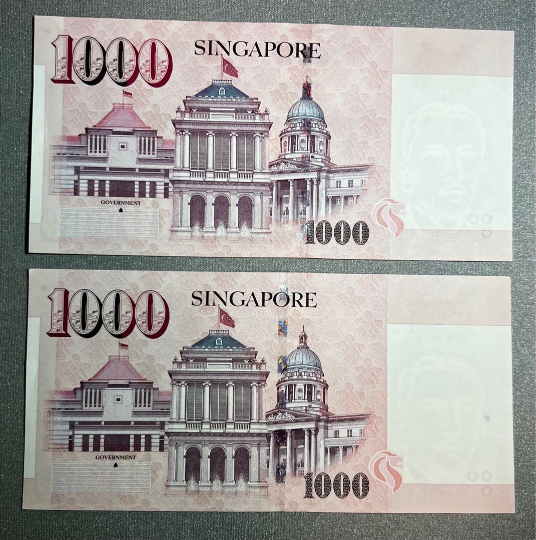 Singapore New Notes $1000 x2 nice numbers , Hobbies & Toys, Memorabilia ...