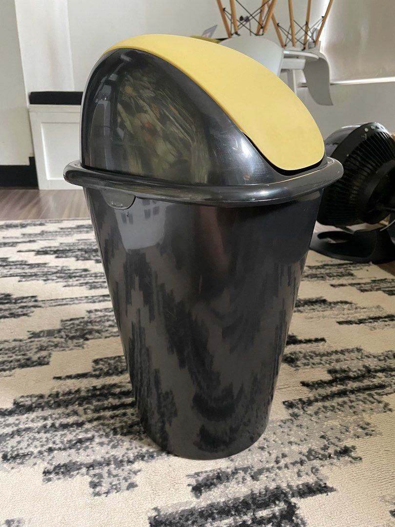 15L plastic trash can Orocan Black garbage waste bin, Furniture & Home