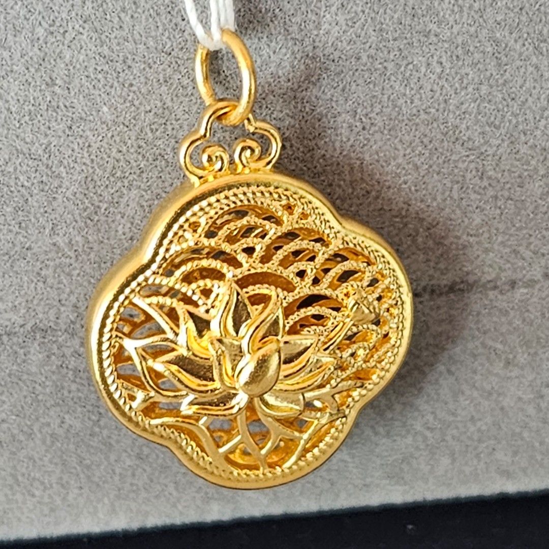 Gold lotus cheap flower pendant