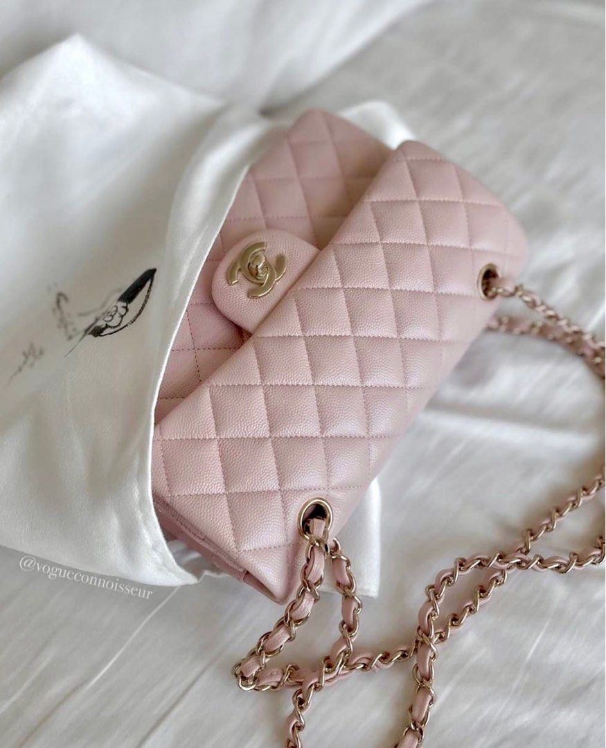 🦄 🌸 Chanel 21C Classic Flap Small (Rose Claire), Luxury, Bags