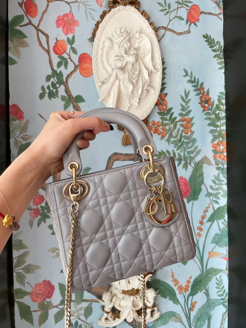 💯 Authentic Lady Dior Mini Pearl Grey, Luxury, Bags & Wallets On Carousell