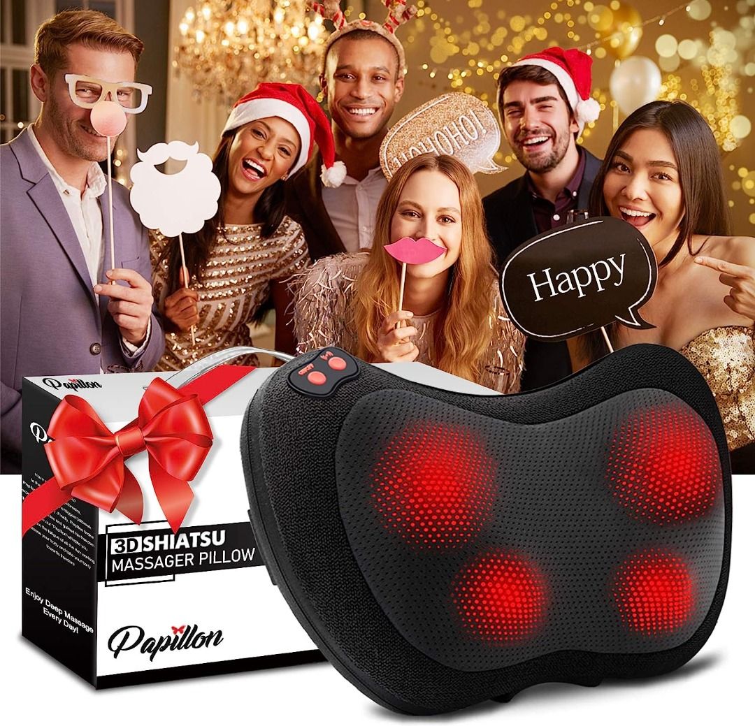 Naipo Back Massager with Heat, Massagers for Neck and Back, 3D Kneading  Massage Pillow for Shoulder, Leg Muscle Pain Relief, Gifts for Mom Dad