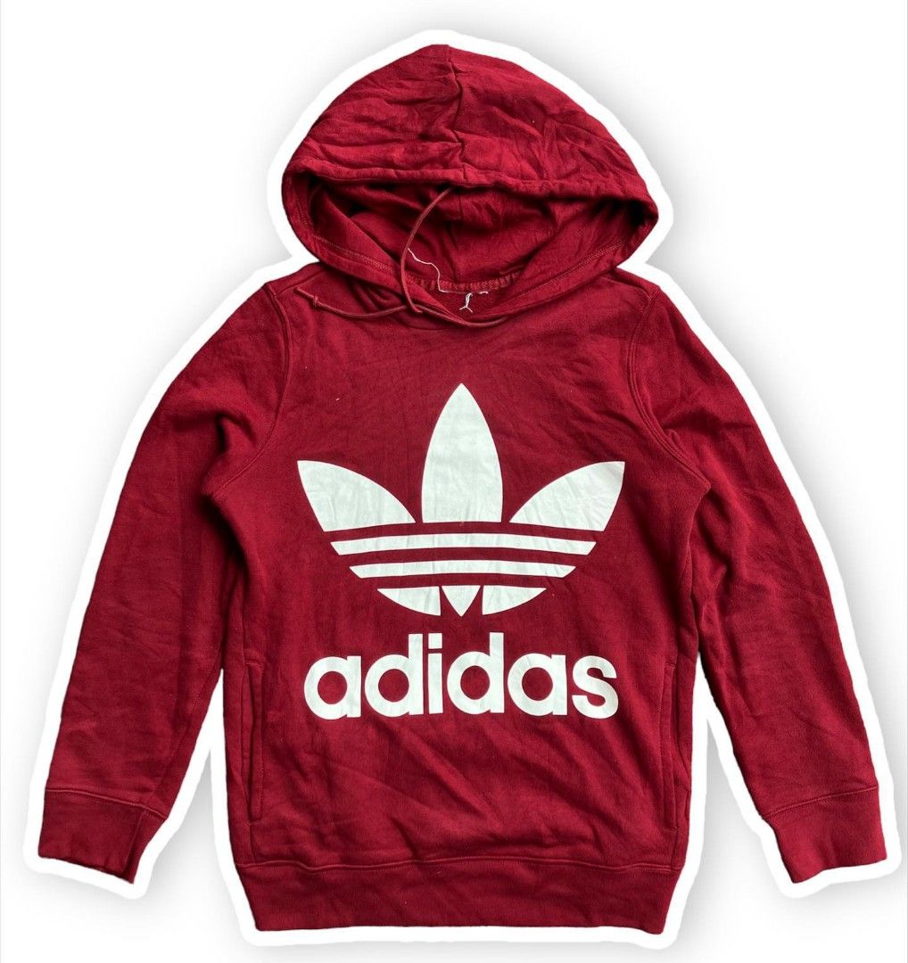 Adidas trefoil maroon outlet hoodie