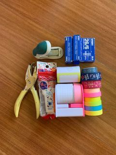 Assorted Stationery Supplies (Stapler, Single Hole Puncher, Washi tape)