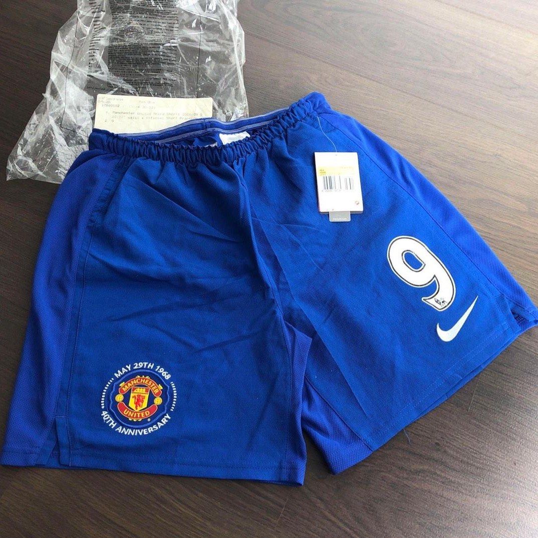Authentic 08 09 Manchester United original nike blue jersey jersi shorts BNWT Men s Fashion Bottoms Shorts on Carousell
