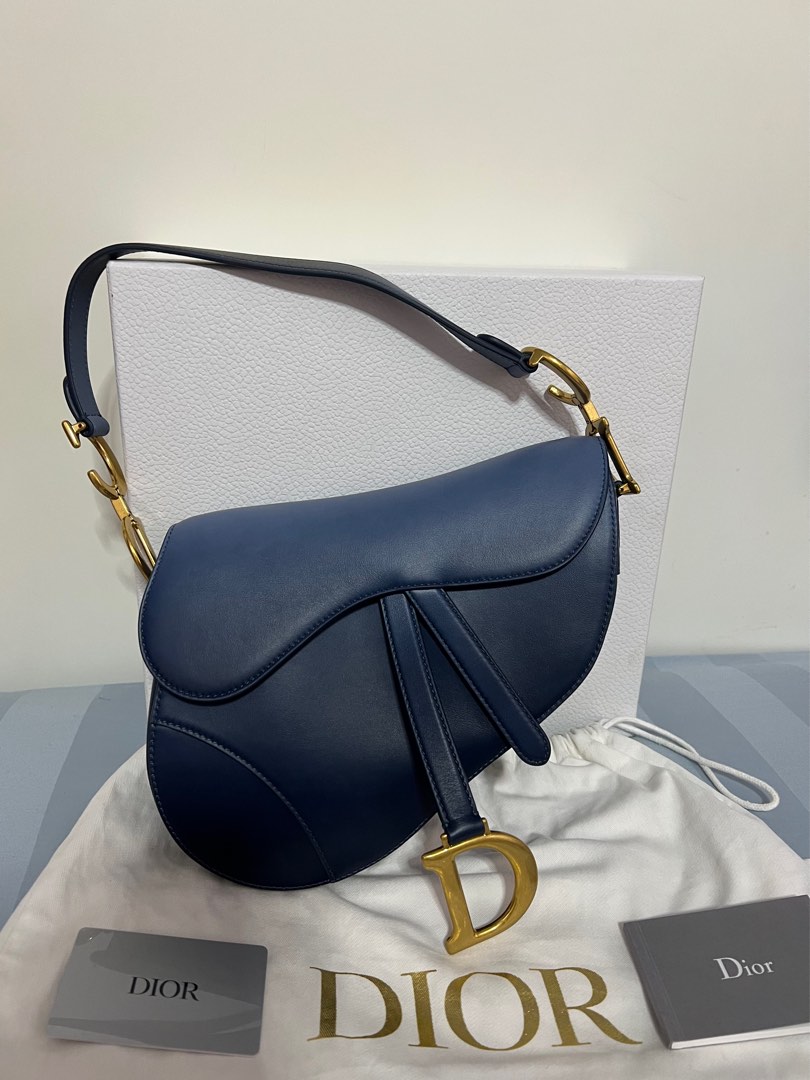 Medium DIOR Saddle Gradient Royal Blue in GHW Luxury Bags
