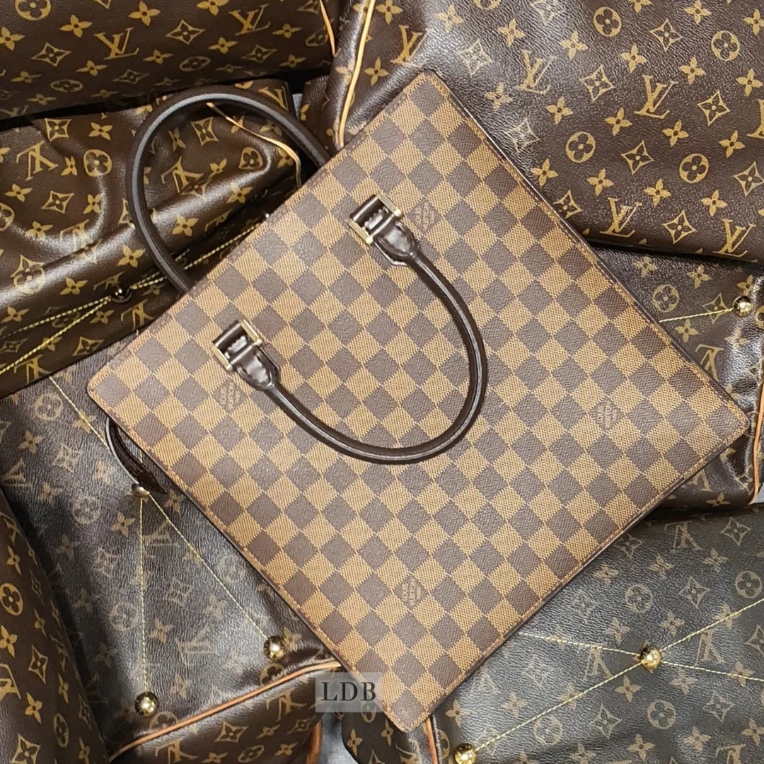 LOUIS VUITTON Sac Plat PM Damier Ebene Tote Bag Brown