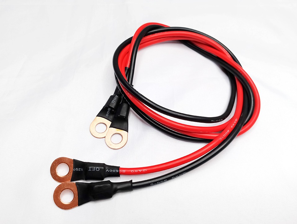 BATTERY CABLE CONNECTION, SILICON WIRE 12AWG and 100A BATTERY LUGS