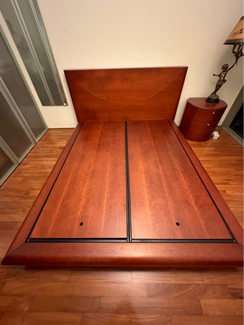Bed Frame (Queen, Cherry Wood), Furniture & Home Living, Furniture, Bed