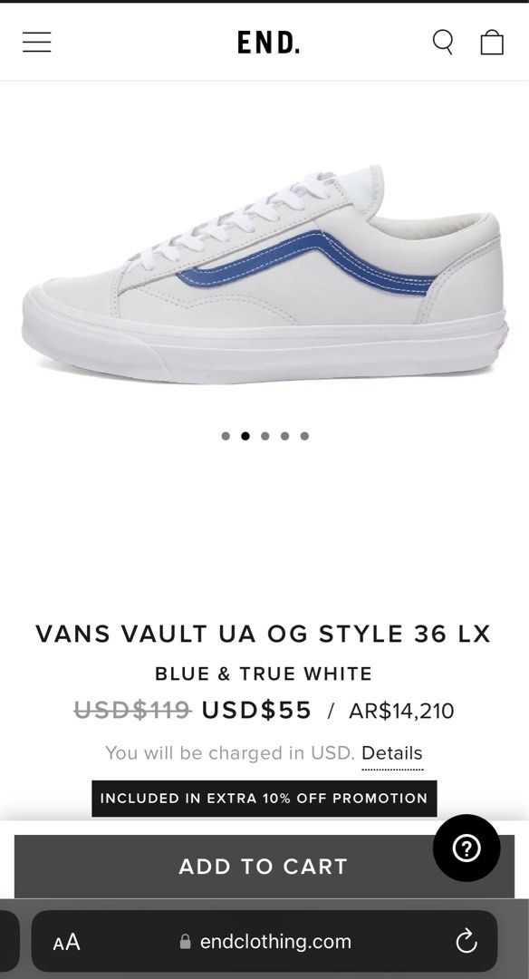 BNIB VANS VAULT UA OG STYLE 36 LX BLUE TRUE WHITE US10 UK9 Men s Fashion Footwear Sneakers on Carousell