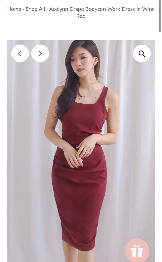 BNWT The Design Closets Acelynn Drape Bodycon Work Dress in Wine Red Women s Fashion Dresses Sets Dresses on Carousell