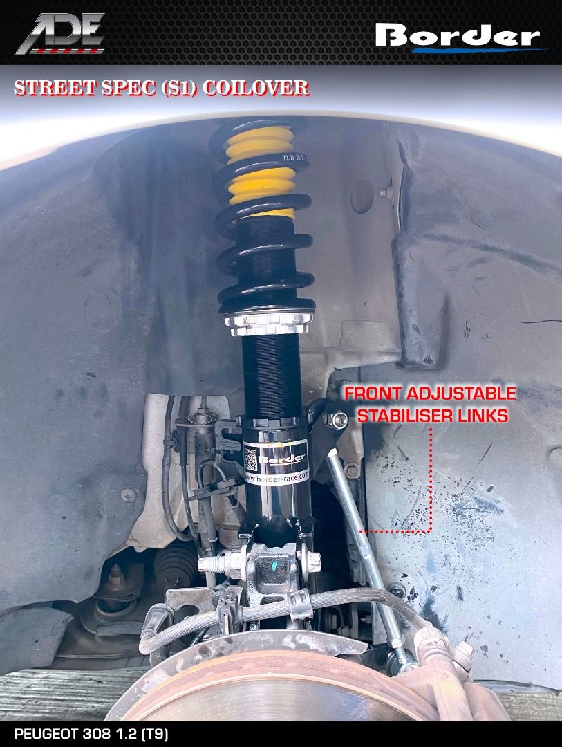 BORDER STREET SPEC (S1) COILOVER ON PEUGEOT 308 1.2 (T9), Car ...