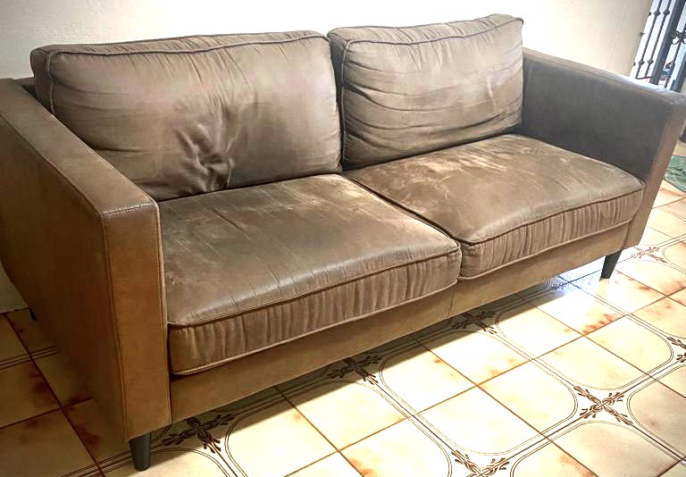 Bowen 2 seater saddle fabric sofa, Furniture & Home Living, Furniture