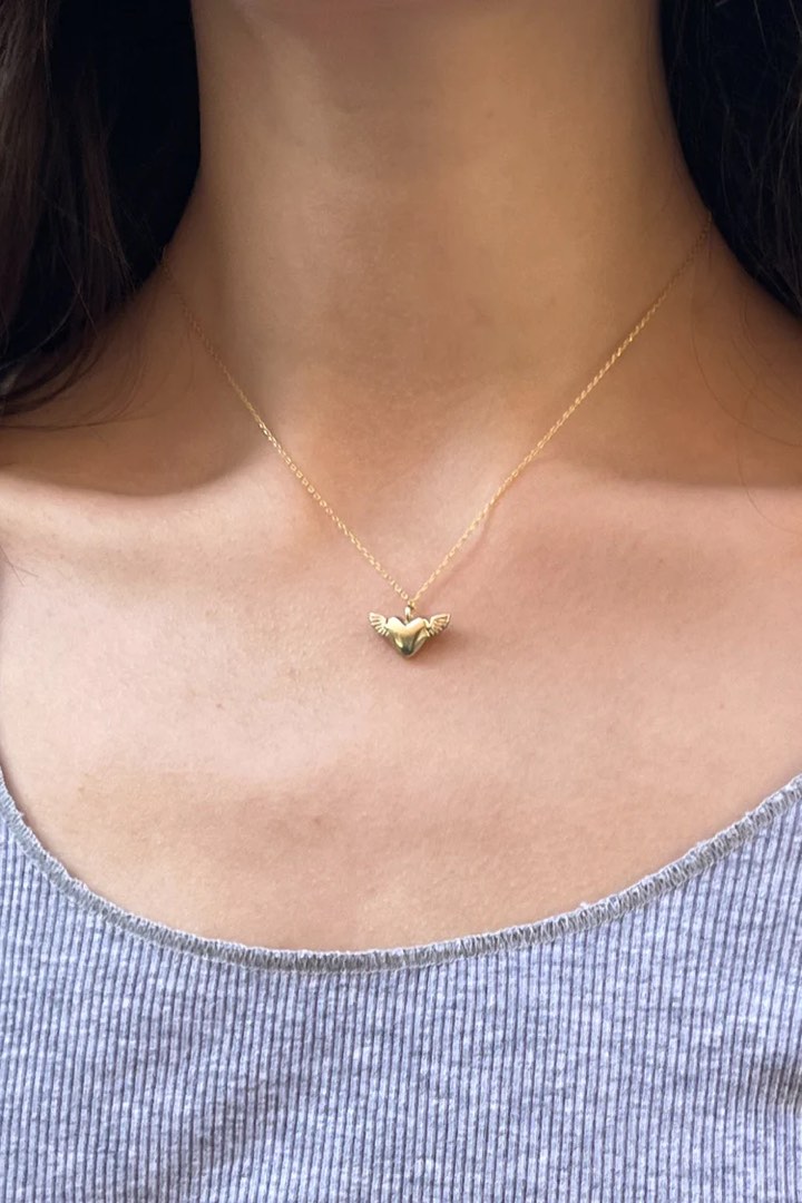 Brandy Melville copper winged heart necklace Women s Fashion