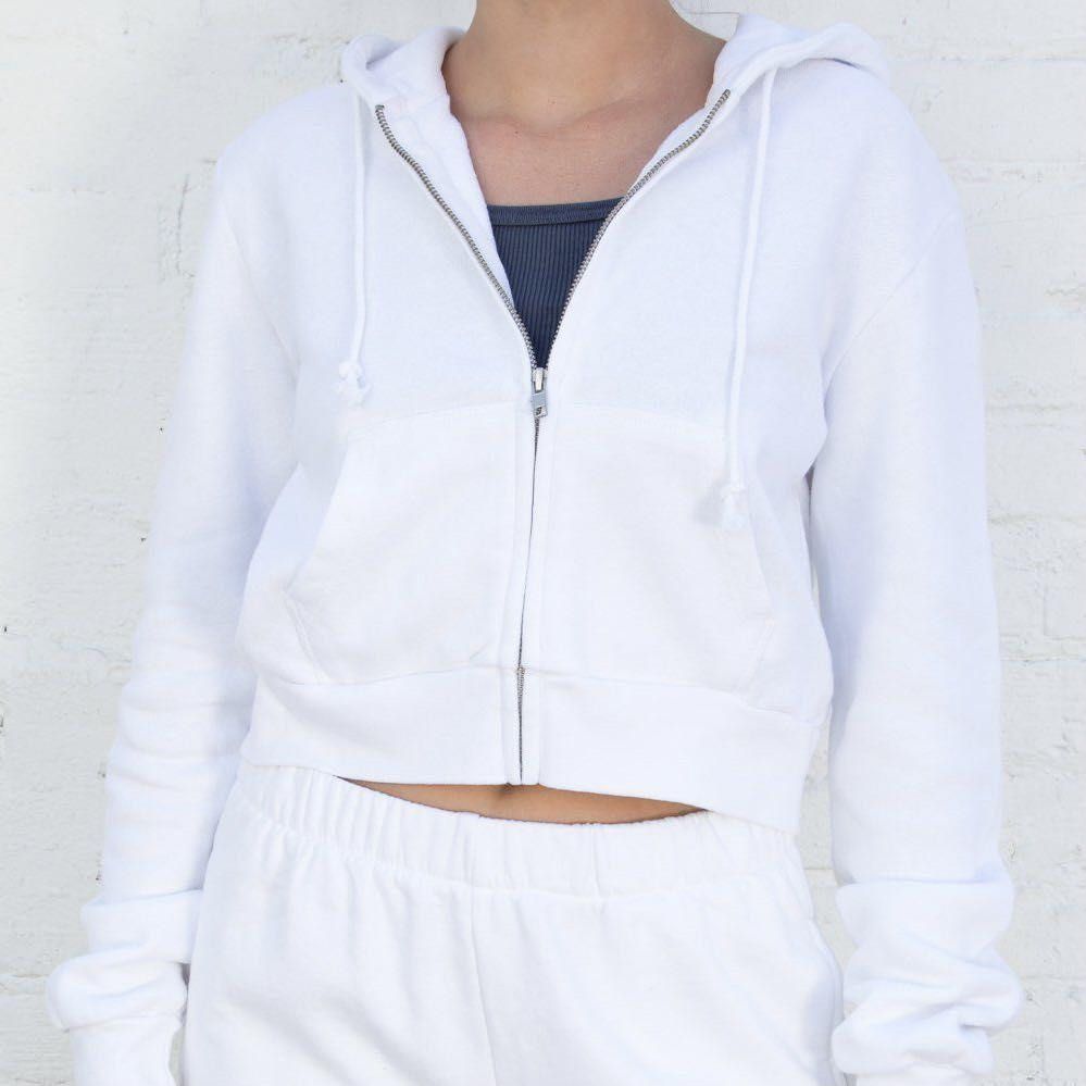 White crop zip up hoodie shop