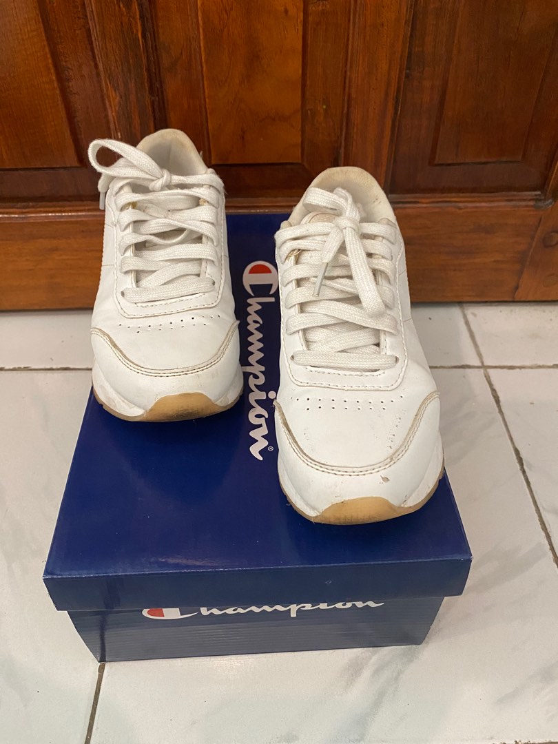 Champion White Leather Shoes Speed Vitesse Korean Style Free SF Shopee Checkout Available