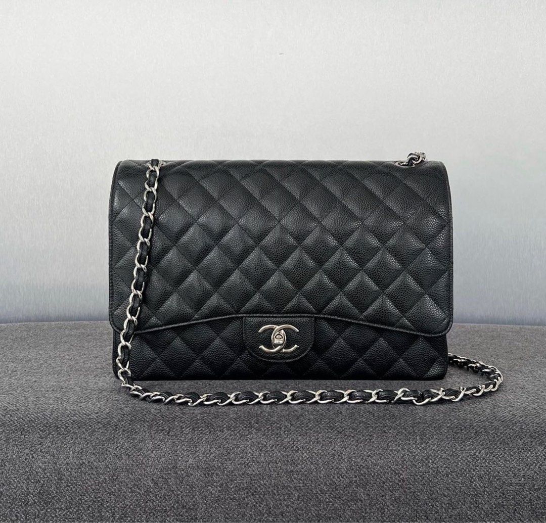 Chanel Classic Double Flap Maxi Caviar Black/ Phw, Luxury, Bags & Wallets  on Carousell