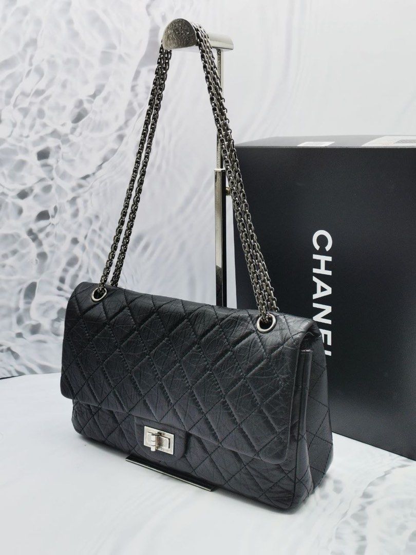 CHANEL REISSUE AGED CALFSKIN LEATHER DOUBLE FLAP BAG SHW -FULL SET
