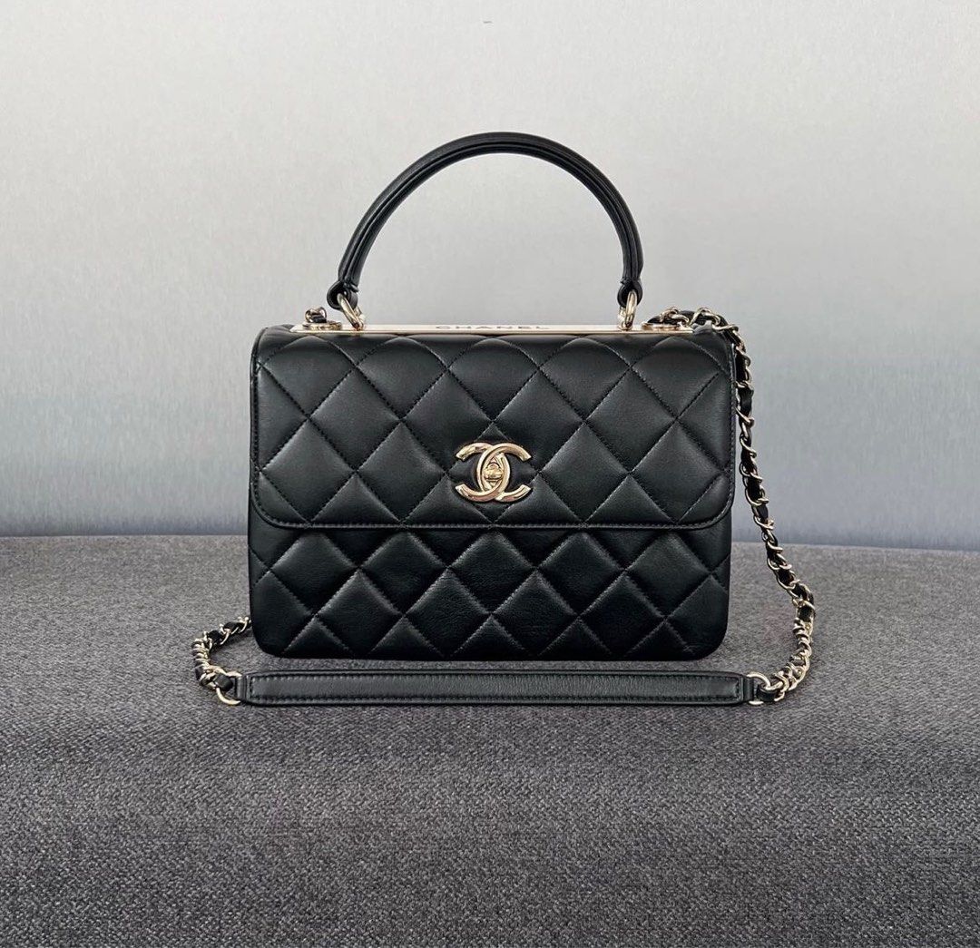 Chanel Trendy CC Top Handle Small Lambskin Black / Lghw, Luxury, Bags &  Wallets on Carousell