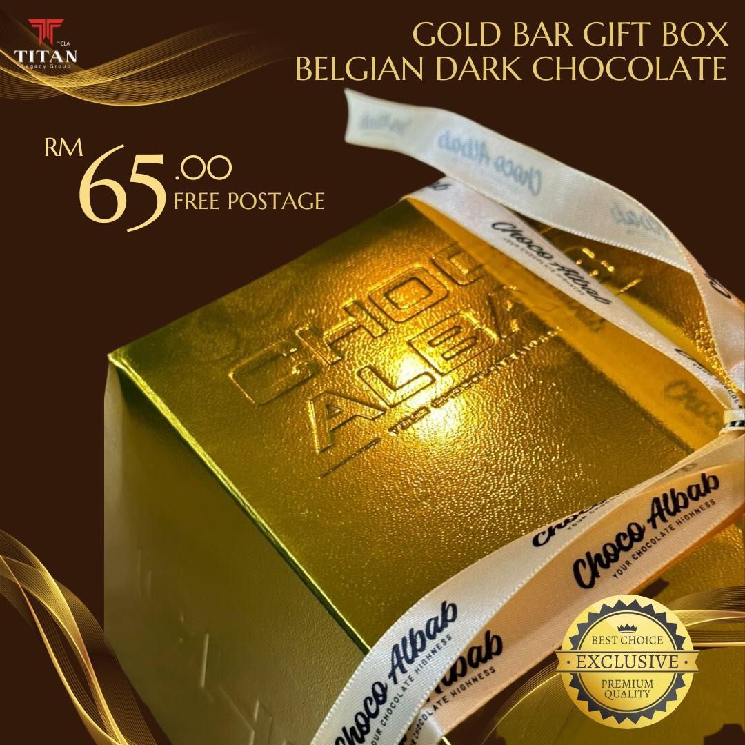 Choco Albab Belgian Dark Chocolate (exclusive packaging gold bar), Food