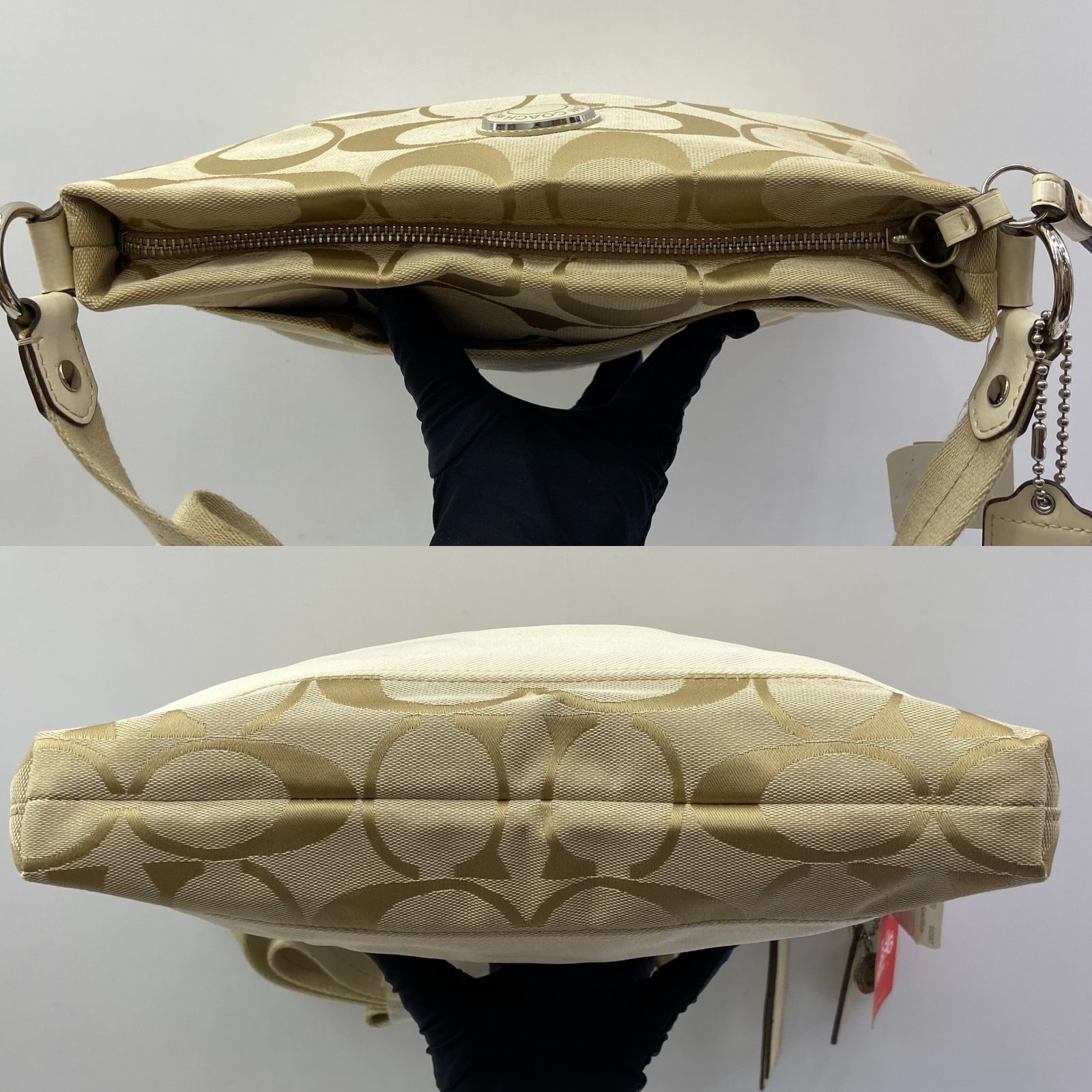 COACH F19220 BEIGE CANVAS SHOULDER BAG 237019131 WE
