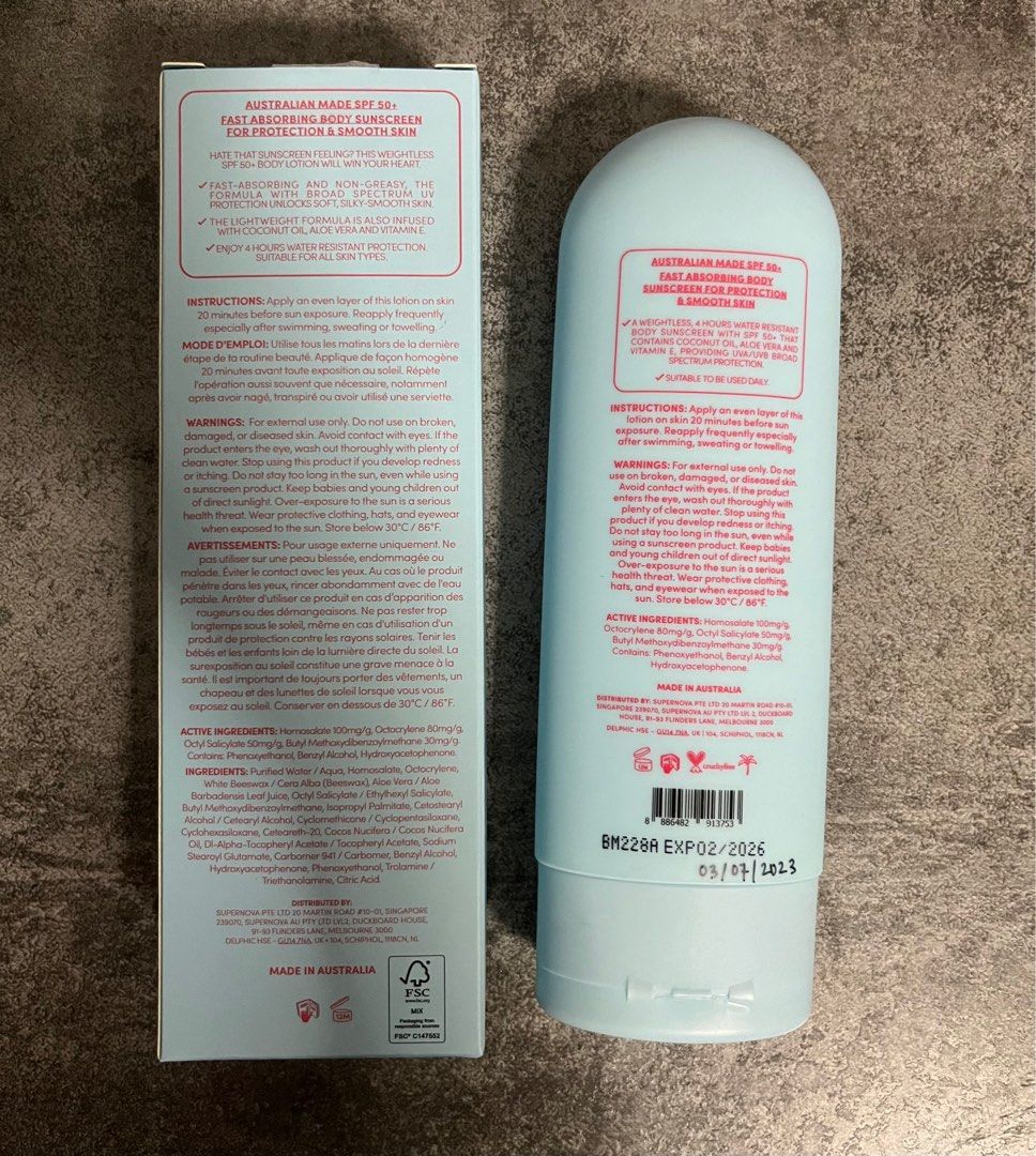 Coco&Eve Body Sunscreen SPF 50+ (200ml), Beauty & Personal Care, Bath