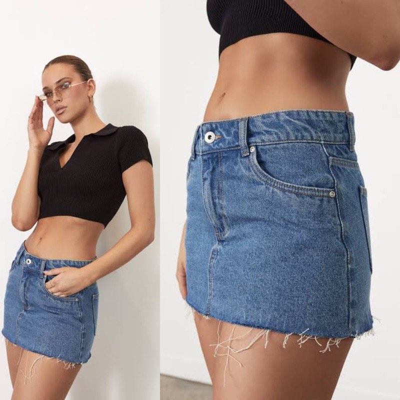 Cotton On Denim High Waisted Mini Skirt