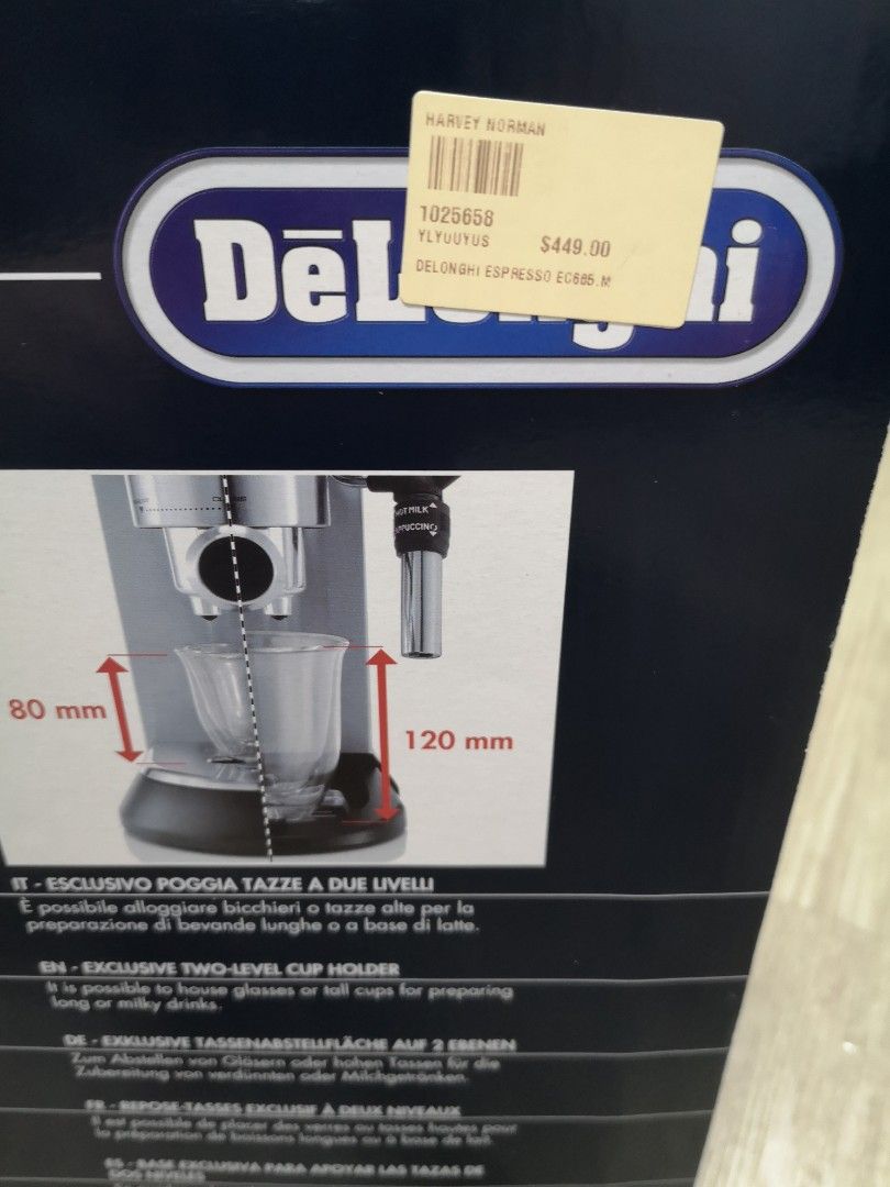 DeLonghi EC685.M Dedica Pump Espresso Coffee Machine brand new, TV