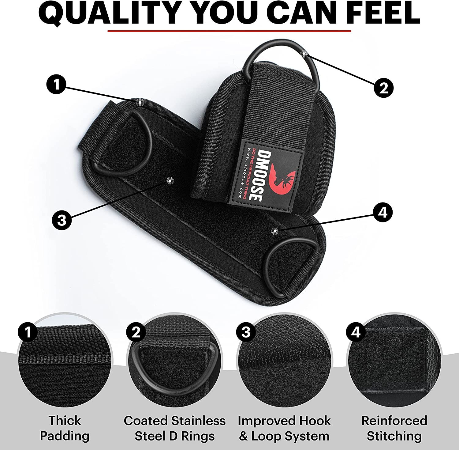 DMoose Fitness Ankle Strap for Cable Machines for Kickbacks, Glute