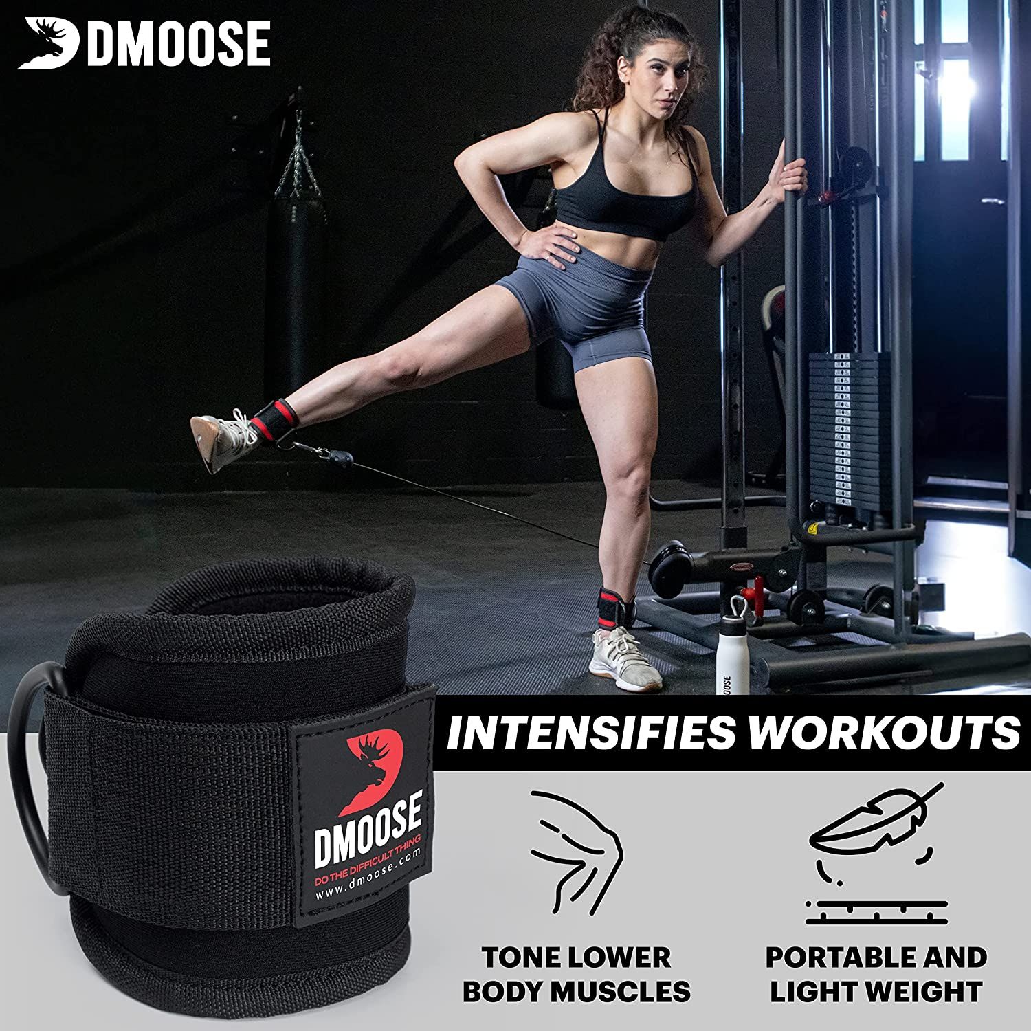DMoose Fitness Ankle Strap for Cable Machines for Kickbacks, Glute  Workouts, Leg Extensions, Curls, and Hip Abductors for Men and Women,  Adjustable