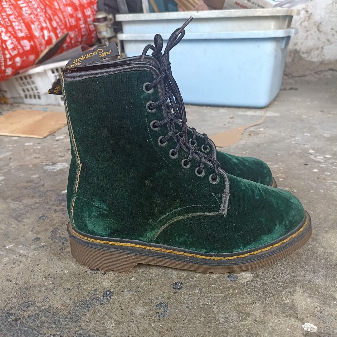 Green velvet doc online martens